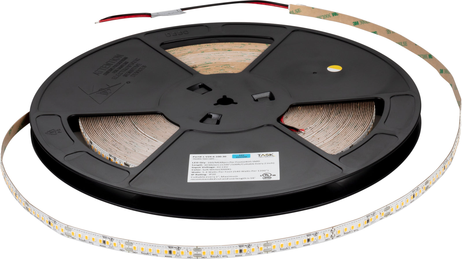 300 Lumens/Ft. 24-volt Standard Output LED Tape Light, Tunable-White, 2700K–5000K