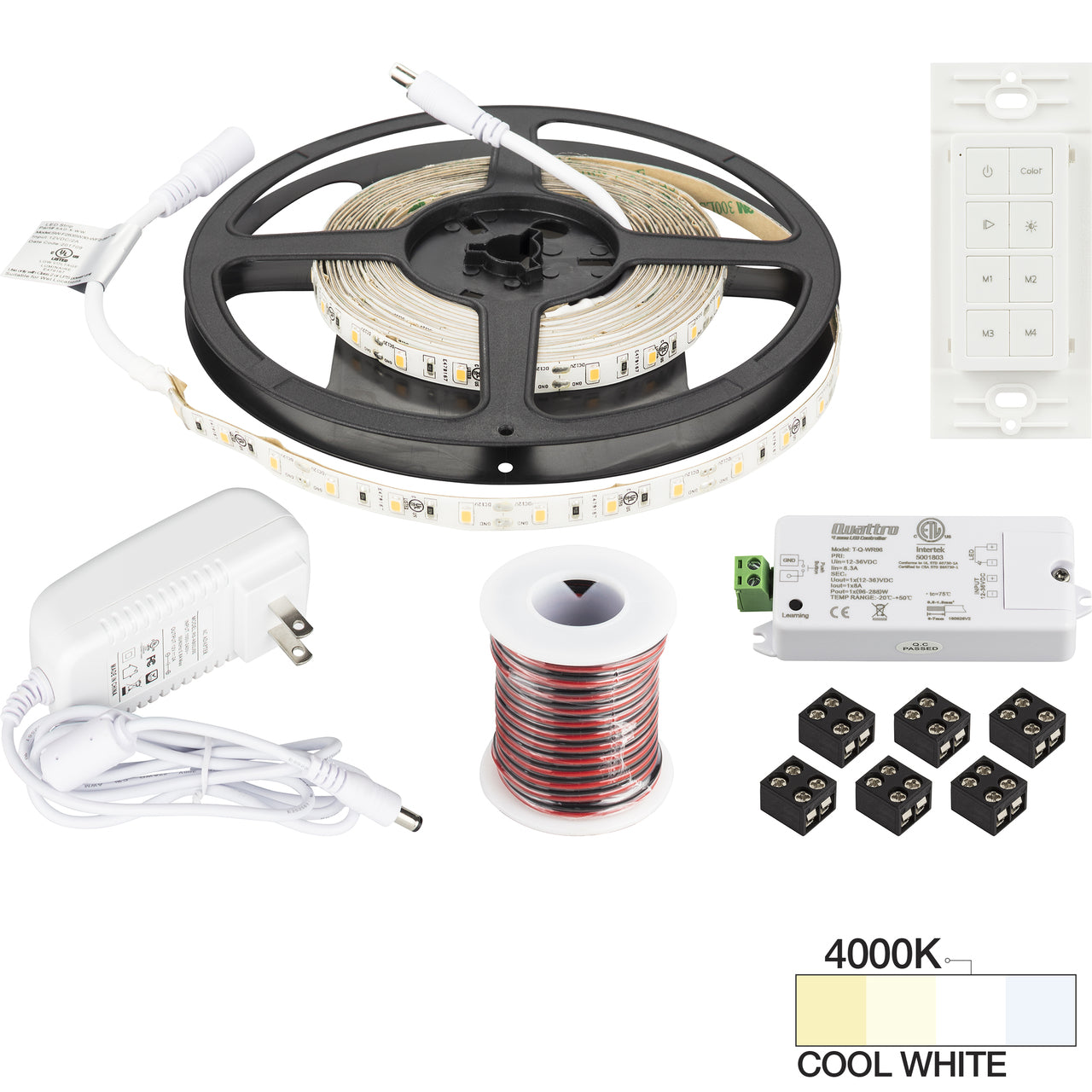 16 Ft., 120 Lumens/Ft. 12-volt Accent Output Uno Wireless Controller Tape Light Kit, 1 Zone 1 Area, Single-White, Cool White 4000K